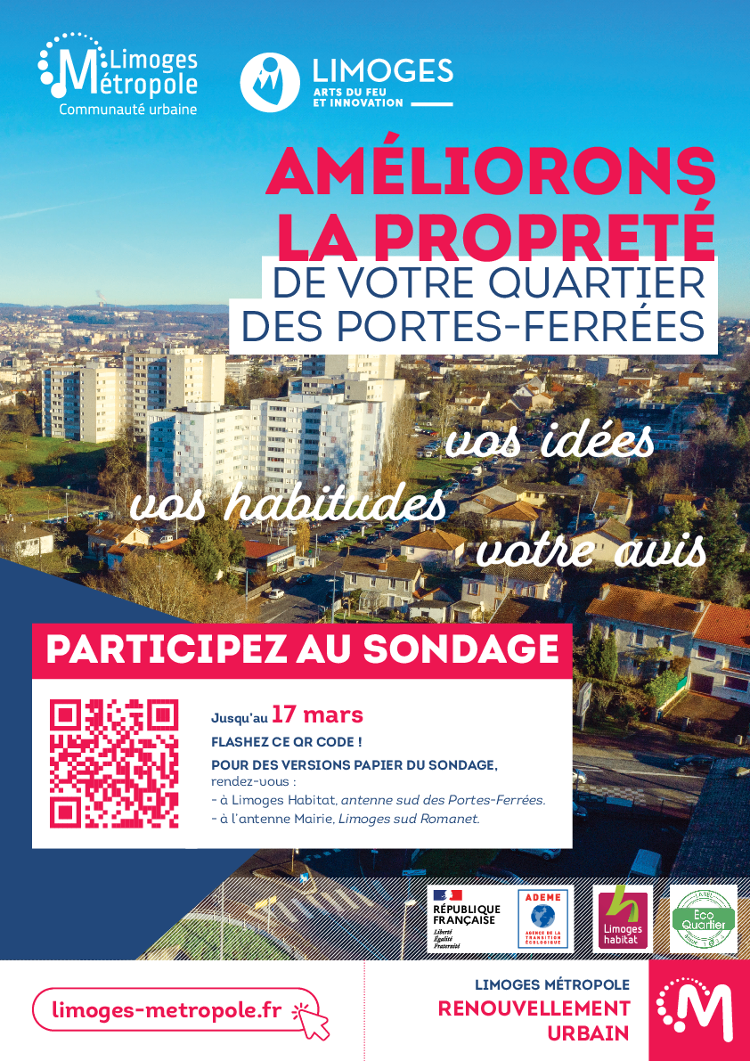 affiche sondage propreté des portes ferrées à Limoges 2024 