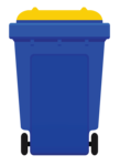 Image d'un bac bleu à couvercle jaune mis disposition par Limoges Métropole pour les déchets recyclables