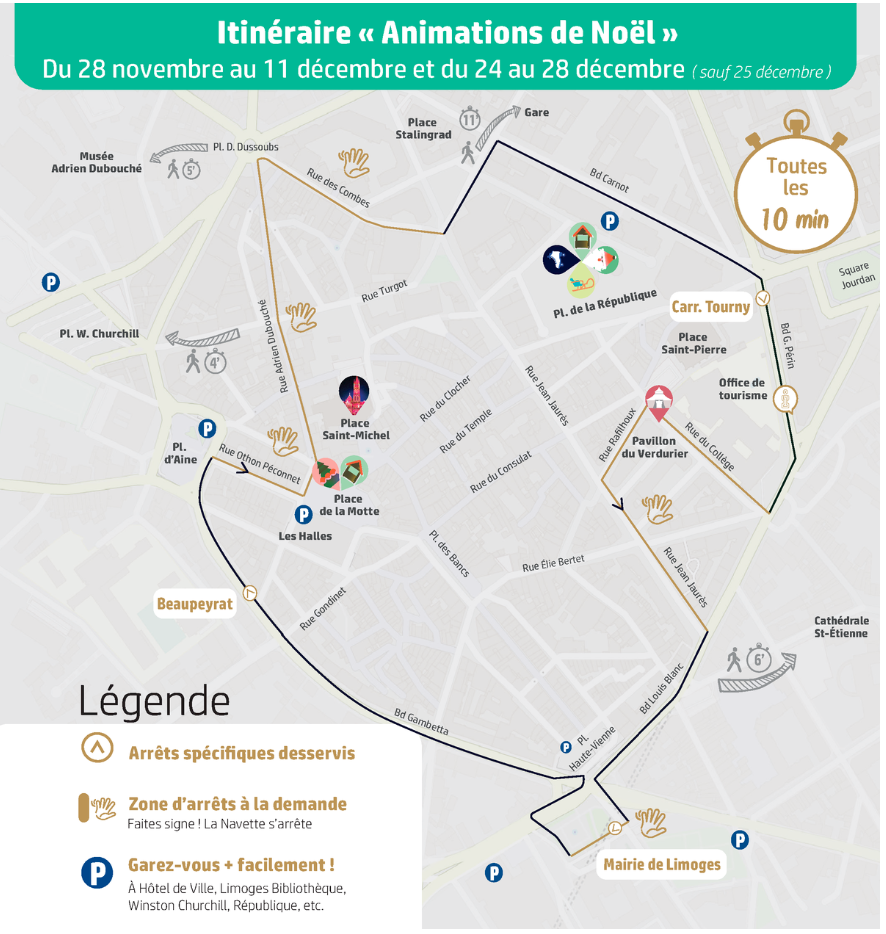 itinéraire de Noël navette Limoges 2025 - Agrandir l'image (fenêtre modale)