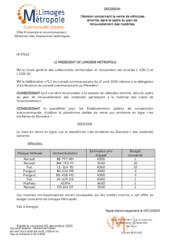 Décision concernant la vente de véhicules amortis, dans le cadre du plan de renouvellement des matériels