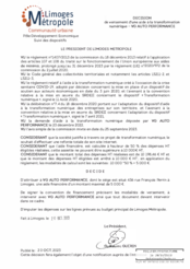 Décision de versement d'une aide à la transformation numérique - VG AUTO PERFORMANCE