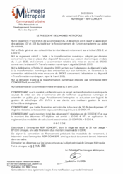 Décision de versement d'une aide à la transformation numérique avec l'entreprise RDP CONCEPT