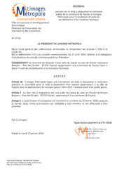 Décision portant sur la mise à disposition du domaine public de la commune de Feytiat à Limoges Métropole pour l'installation d'outils de sensibilisation à la transition hydrique