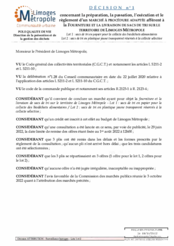 Décision n°1 concernant la préparation, la passation, l'exécution et le règlement d'un marché à procédure adaptée afférent à la fourniture et la livraison de sacs de tri sur le territoire de Limoges Métropole Lot 1 et 2