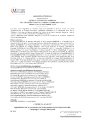 Approbation de la convention de financement entre l'association Ma Camping et Limoges Métropole
