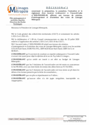 Décision n°1 concernant la préparation, la passation, l'exécution et le règlement d'un marché subséquent à l'Accord-Cadre n°2020-F0010001-00, afférent aux travaux de création d'aménagement et d'entretien des voies de Limoges Métropole