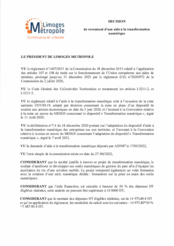 Décision de versement d'une aide à la transformation numérique avec la société ADN87
