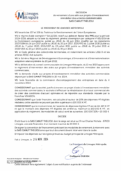 Décision de versement d'une aide aux projets d'investissement immobilier des activités commerciales - SAS CANUT THELIOU