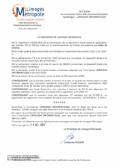 Décision de versement d'une aide à la transformation numérique à l'entreprise LIMOUSIN INFORMATIQUE