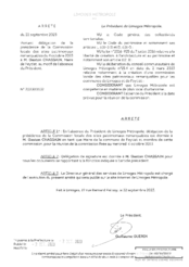 Arrêté portant délégation de la présidence de la Commission locale des sites patrimoniaux remarquables du 4 octobre 2023 à M. Gaston CHASSAIN, Maire de Feytiat, au motif de l'absence du Président