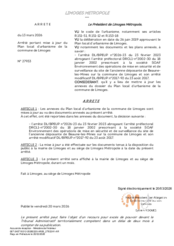 Arrêté portant mise à jour du Plan local d'urbanisme de Limoges