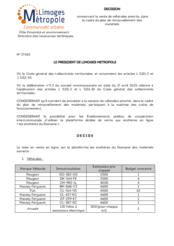 Décision concernant la vente de véhicules amortis, dans le cadre du plan de renouvellement des matériels