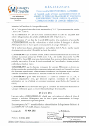 Décision n°4 concernant la reconduction anticipée de l'accord-cadre afférent aux réservations et achats de titres de transport et solutions d'hébergement pour les élus et agents communautaires de Limoges Métropole