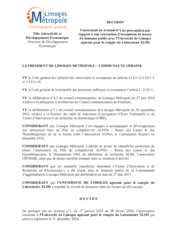 Décision concernant un avenant n°1 de prorogation par rapport à une convention d'occupation de locaux du domaine public avec l'Université de Limoges agissant pour le compte du Laboratoire XLIM