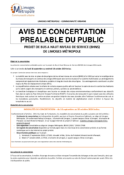 Avis de concertation préalable - Bus à haut niveau de services (BHNS)