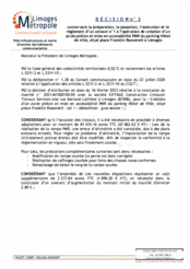 Décision n°3 concernant la préparation, la passation, l'exécution et le règlement d'un avenant n°1 à l'opération de création d'un accès piéton et mise en accessibilité PMR du parking Hôtel de ville, situé place Franklin Roosevelt à Limoges