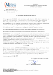 Décision concernant le versement d'une aide à la Transition Hydrique - JUPITER AUTOMOBILES