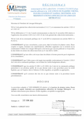 Décision n°1 concernant la déclaration d'infructuosité d'un marché afférent à la location de plantes vertes, fleurs coupées et sapins, destinées aux manifestations officielles de Limoges Métropole