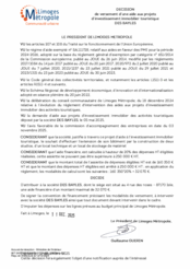 Décision de versement d'une aide aux projets d'investissement immobilier touristique à la société DES BAYLES