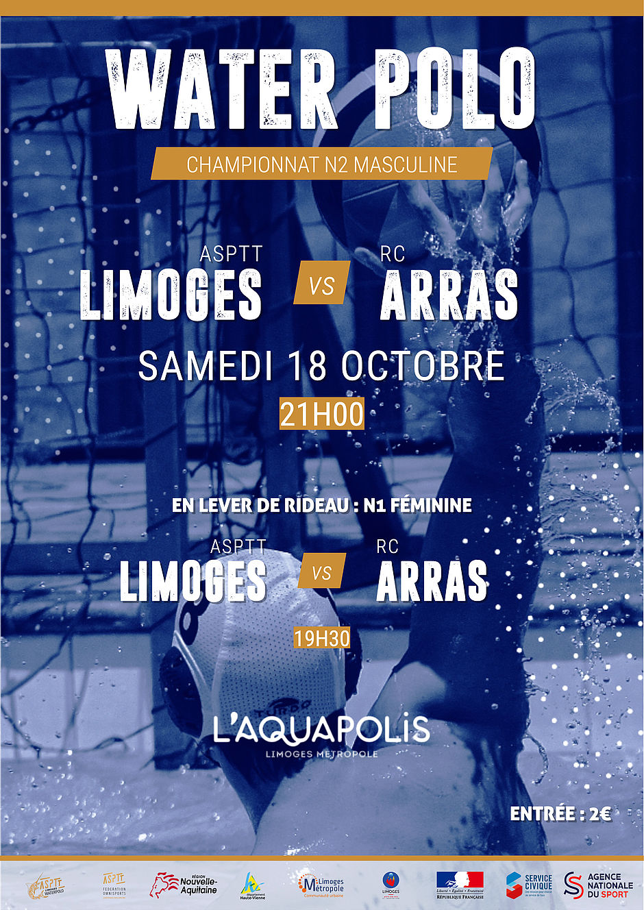 affiche match water polo limoges 18 octobre 2025 