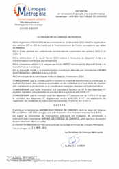 Décision de versement d'une aide à la transformation numérique - AVENIR ELECTRIQUE DE LIMOGES