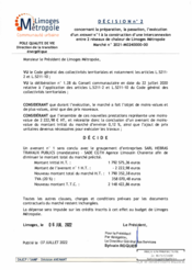 Décision n°2 concernant la préparation, la passation, l'exécution d'un avenant n°1 à la construction d'une interconnexion entre 2 réseaux de chaleur de Limoges Métropole Marché n°2021-M0240000-00