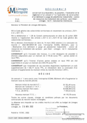 Décision n°5 concernant un avenant n°1 à l'opération de construction d'un bâtiment à usage de plateforme industrielle - centre de ressources du traitement des surfaces -Ester Limoges - lot 5