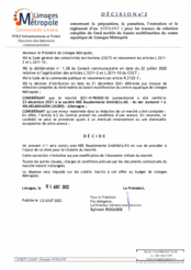 Décision n°2 concernant la préparation, la passation, l'exécution et le règlement d'un avenant n°1 pour les travaux de réfection complète du fond mobile du bassin multifonction du centre aquatique de LM