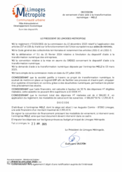 Décision de versement d'une aide à la transformation numérique MELZ