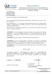 Décision n°1 concernant la déclaration sans suite d'un marché afférent à la souscription des marchés d'assurance - lot n°7 : dommages aux biens - 2nde ligne 