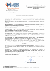 Décision concernant le versement d'une aide à la transformation numérique - LOGIC Investissement Automobile