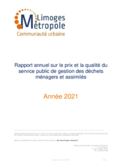 Rapport annuel 2021 sur le prix et la qualité du service public de gestion des déchets ménagers et assimilés