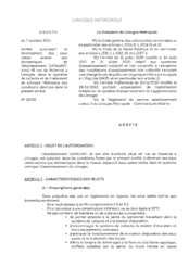 Arrêté autorisant le déversement des eaux usées autres que domestiques de l'établissement CATALENT, situé 48 rue de Roberval à Limoges, dans le système de collecte et de traitement de Limoges Métropole