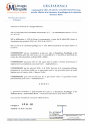 Décision n°1 concernant la déclaration d'infructuosité d'un marché afférent à la fourniture d'outillages et de matériels divers en 4 lots