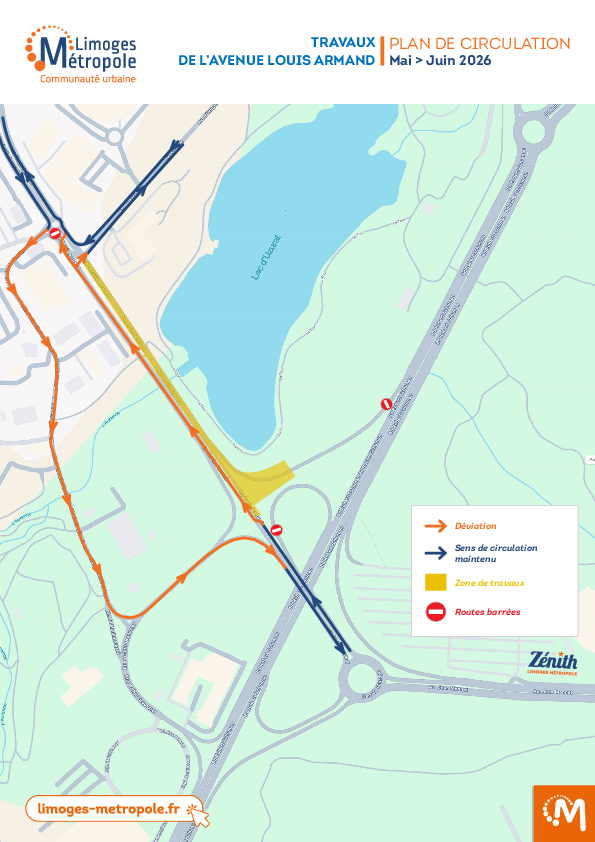 Plan phase 2 des travaux rue Louis Armand à Limoges - Agrandir l'image (fenêtre modale)