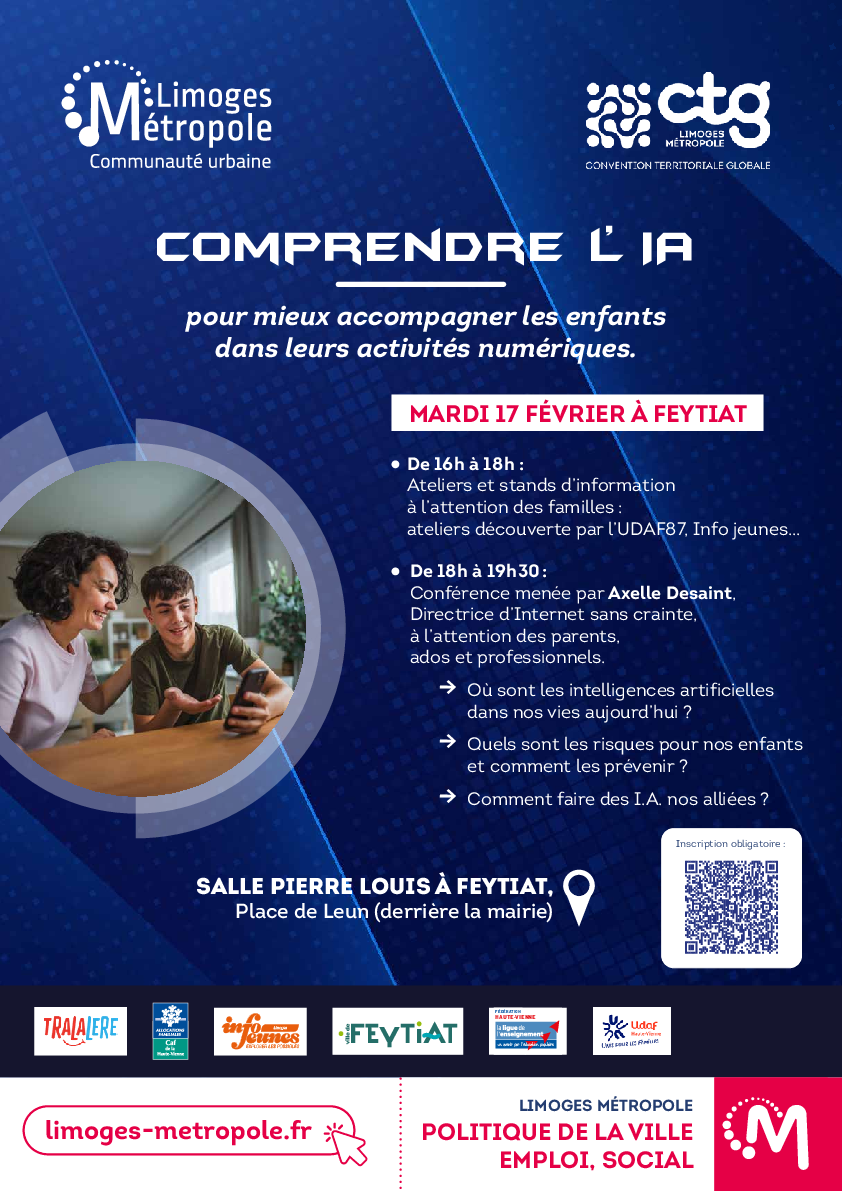 Affiche conférence comprendre l'IA à feytiat 87 février 2026 - Agrandir l'image (fenêtre modale)