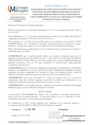 Décision n°2 concernant la reconduction anticipée d'un marché à procédure adaptée afférent à des prestations de formation professionnelle pour le personnel de limoges métropole en vue de la délivrance de titres d'habilitations électriques