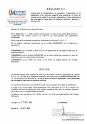 Décision n°1 concernant un marché négocié sans publicité ni mise en concurrence relatif à la mise à disposition d'une plateforme de courtage en ligne pour le matériel réformé - Marché n°2022-C1191 