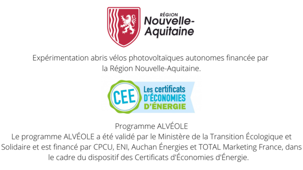 Les logos de la région Nouvelle-Aquitaine et Les Certificats d'Economie d'énergies avec en texte, les modalités de financement de l'opération.