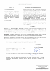 Arrêté portant délégation de fonction et de signature à Monsieur Fabien DOUCET pour la présidence de la Commission consultative des services publics locaux du mardi 7 novembre 2023