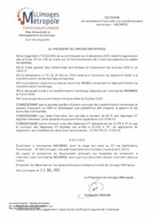 Décision de versement d'une aide à la transformation numérique - NEOWISE