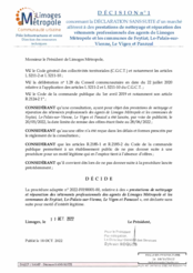 Décision n°1 concernant la déclaration sans suite d'un marché afférent à des prestations de nettoyage et réparation des vêtements professionnels des agents de Limoges Métropole et les communes de Feytiat, Le-Palais-sur- Vienne, Le Vigen, Panazol