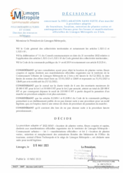 Décision n°1 concernant la déclaration sans suite d'un marché à procédure adaptée de fourniture, location, entretien de plantes vertes et aménagements floraux pour les locaux et manifestations officielles de Limoges Métropole en 2 lots
