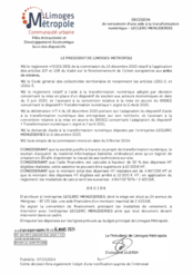 Décision de versement d'une aide à la transformation numérique - LECLERC MENUISERIES
