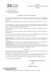 Décision concernant le versement d'une aide à la cybersécurité - ALURAD