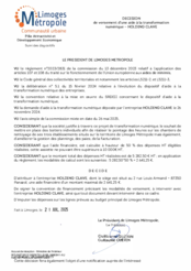 Décision de versement d'une aide à la transformation numérique HOLDING CLAVE
