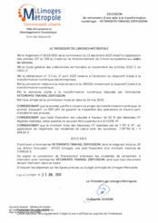 Décision de versement d'une aide à la transformation numérique VETEMENTS TRAVAIL DIFFUSION