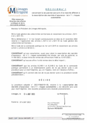 Décision n°1 concernant la déclaration sans suite d'un marché afférent à la souscriptfon des marchés d'assurance - lot n°1 : risques automobiles