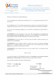 Décision n°1 concernant la déclaration d'infructuosité d'un marché afférent à l'acquisition et la fourniture de pièces détachées pour véhicule léger
