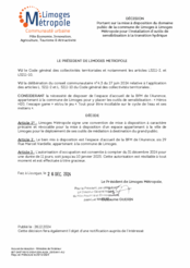 Décision portant sur la mise à disposition du domaine public de la commune de Limoges à Limoges Métropole pour l'installation d'outils de sensibilisation à la transition hydrique
